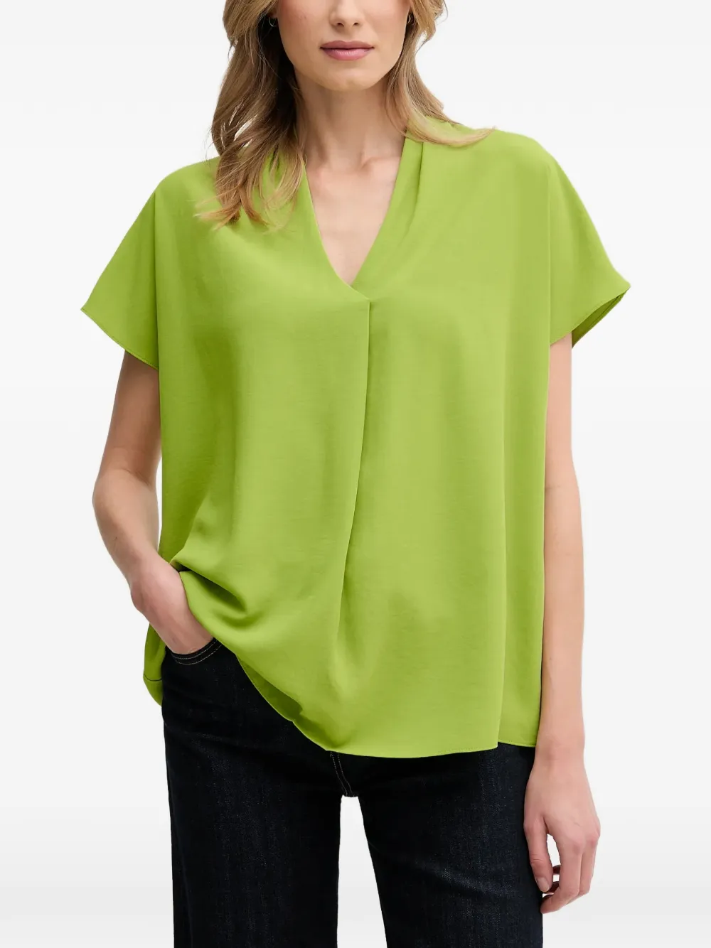 Joseph Ribkoff V-neck short-sleeve blouse - Verde