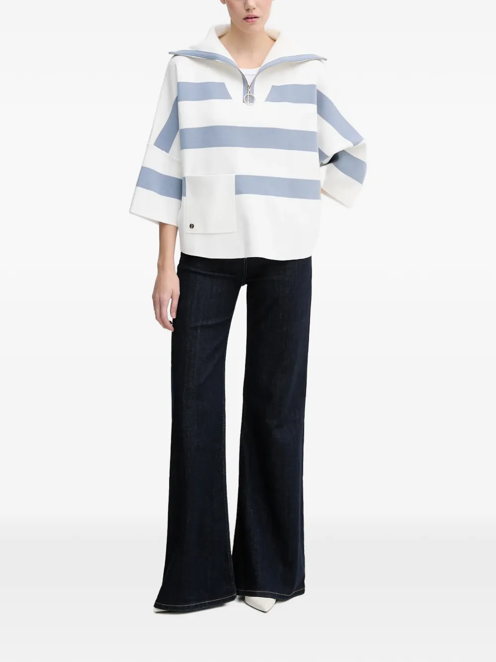 Joseph Ribkoff striped zip-up sweater | Knitted Sweaters | Image 2
