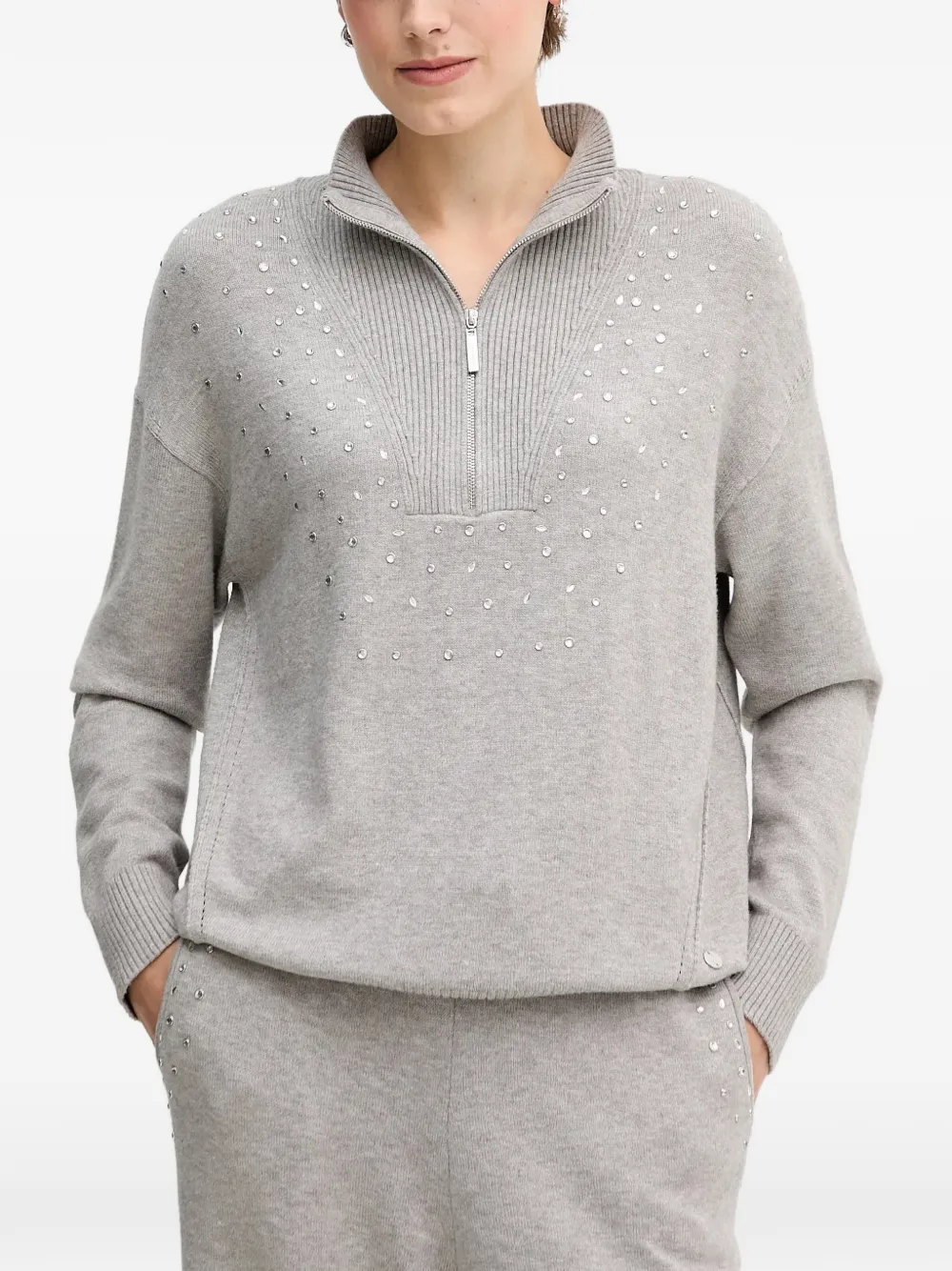 Joseph Ribkoff half-zip embellished sweater | gris | Image 1