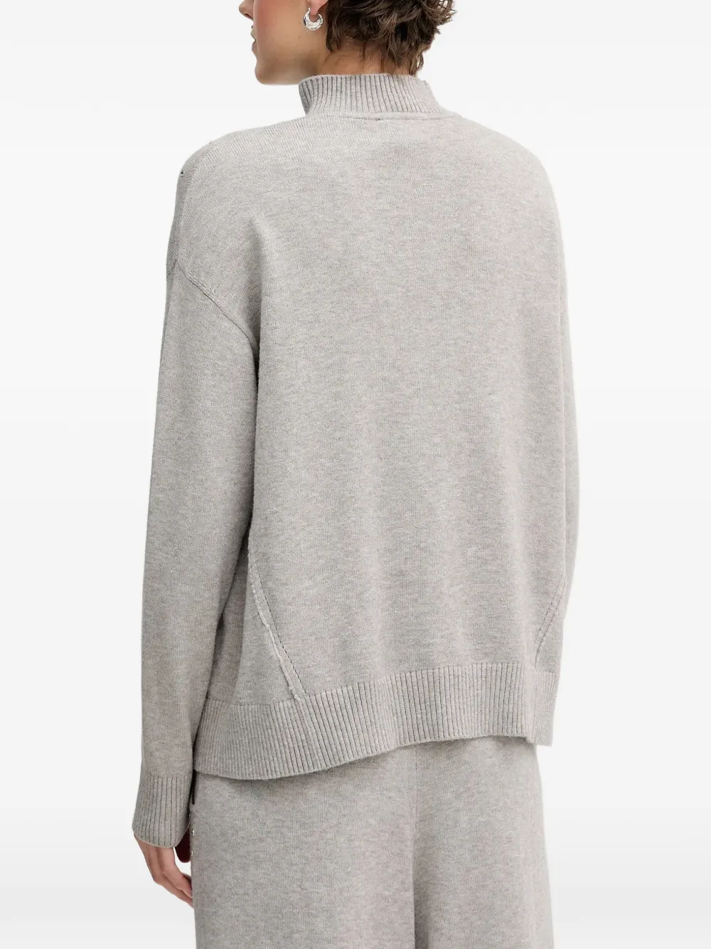  Joseph Ribkoff Half-zip Embellished Sweater - Grey 