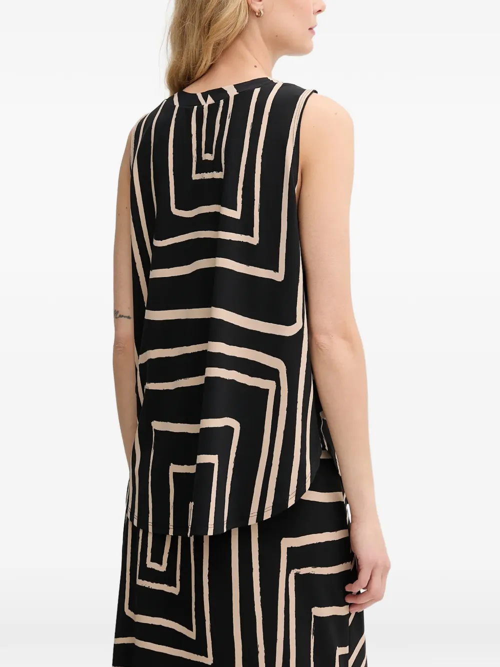 Geometric-Pattern Sleeveless Top