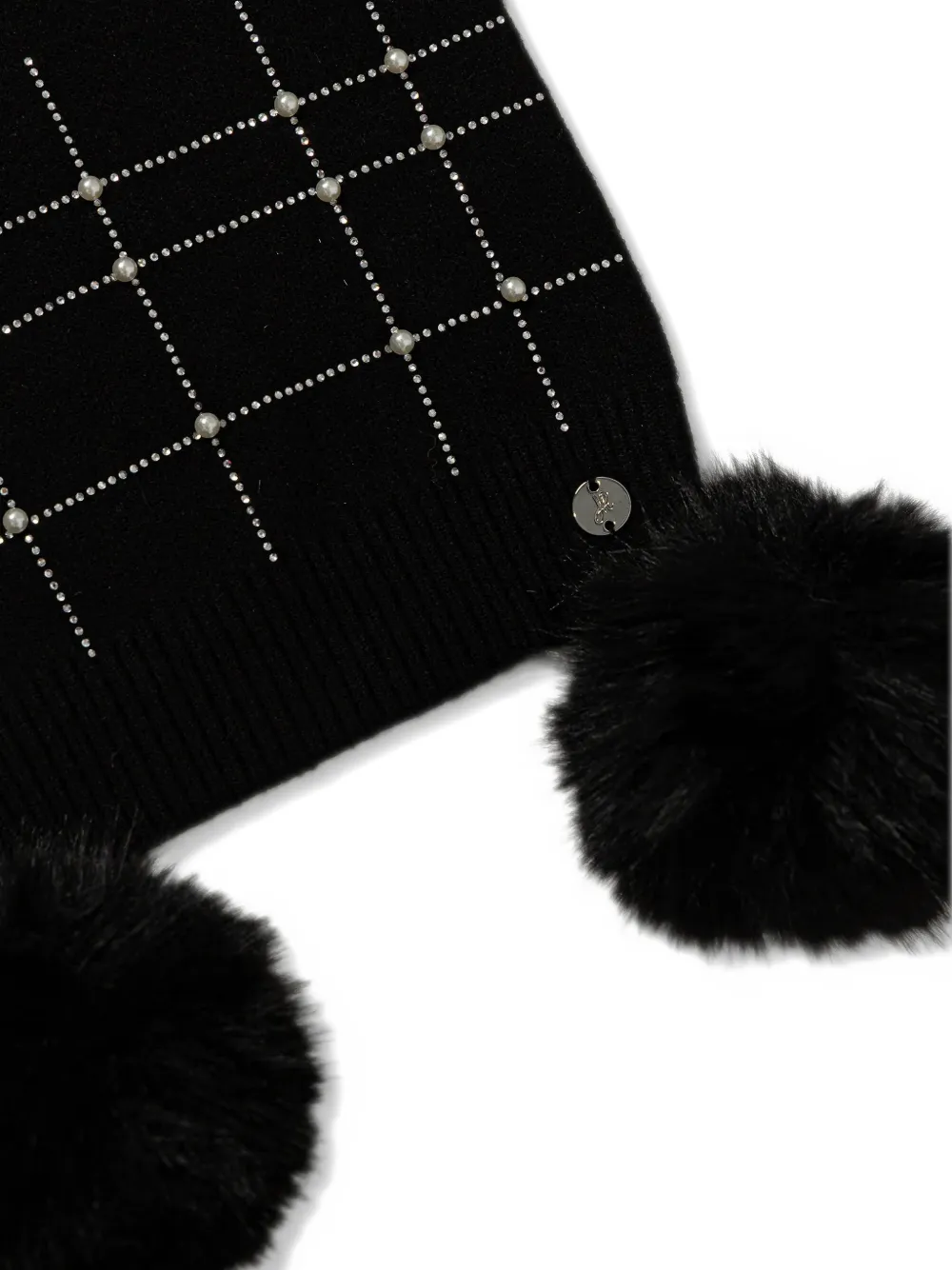 Joseph Ribkoff faux pearl pompom scarf - Zwart