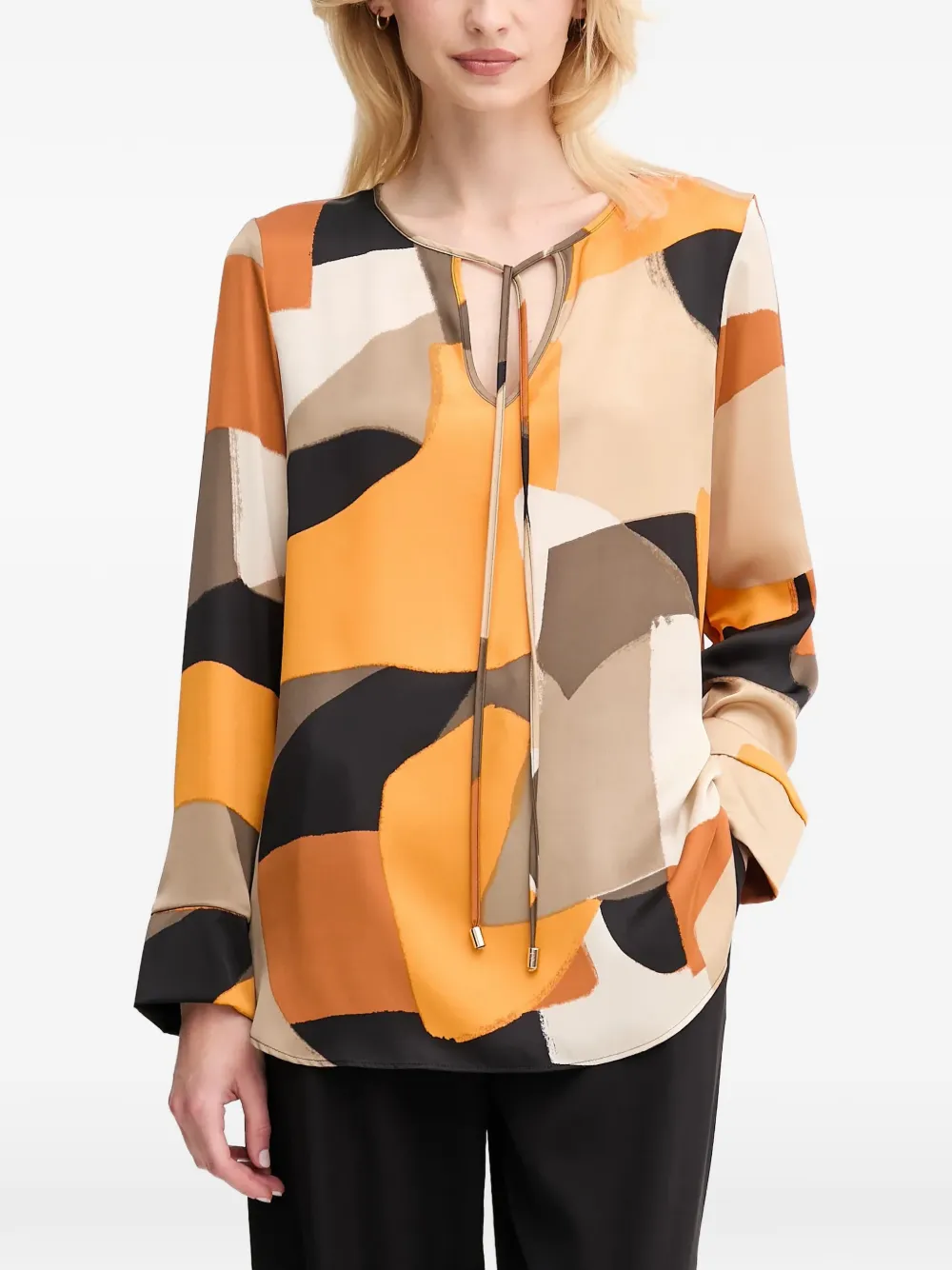 Joseph Ribkoff geometric tie-neck blouse - Arancione