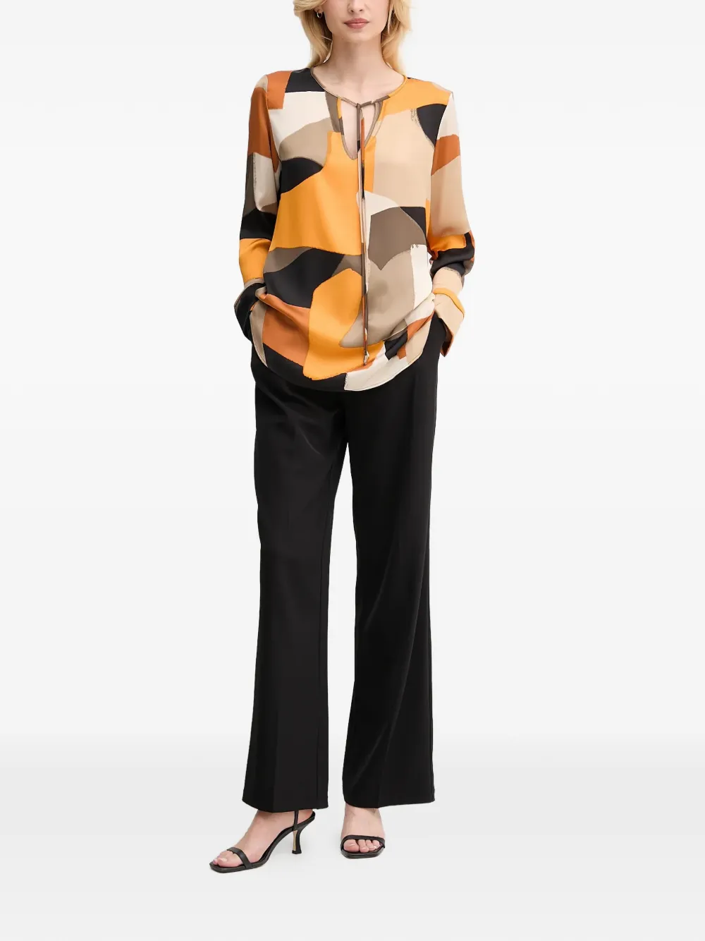 Joseph Ribkoff geometric tie-neck blouse - Oranje