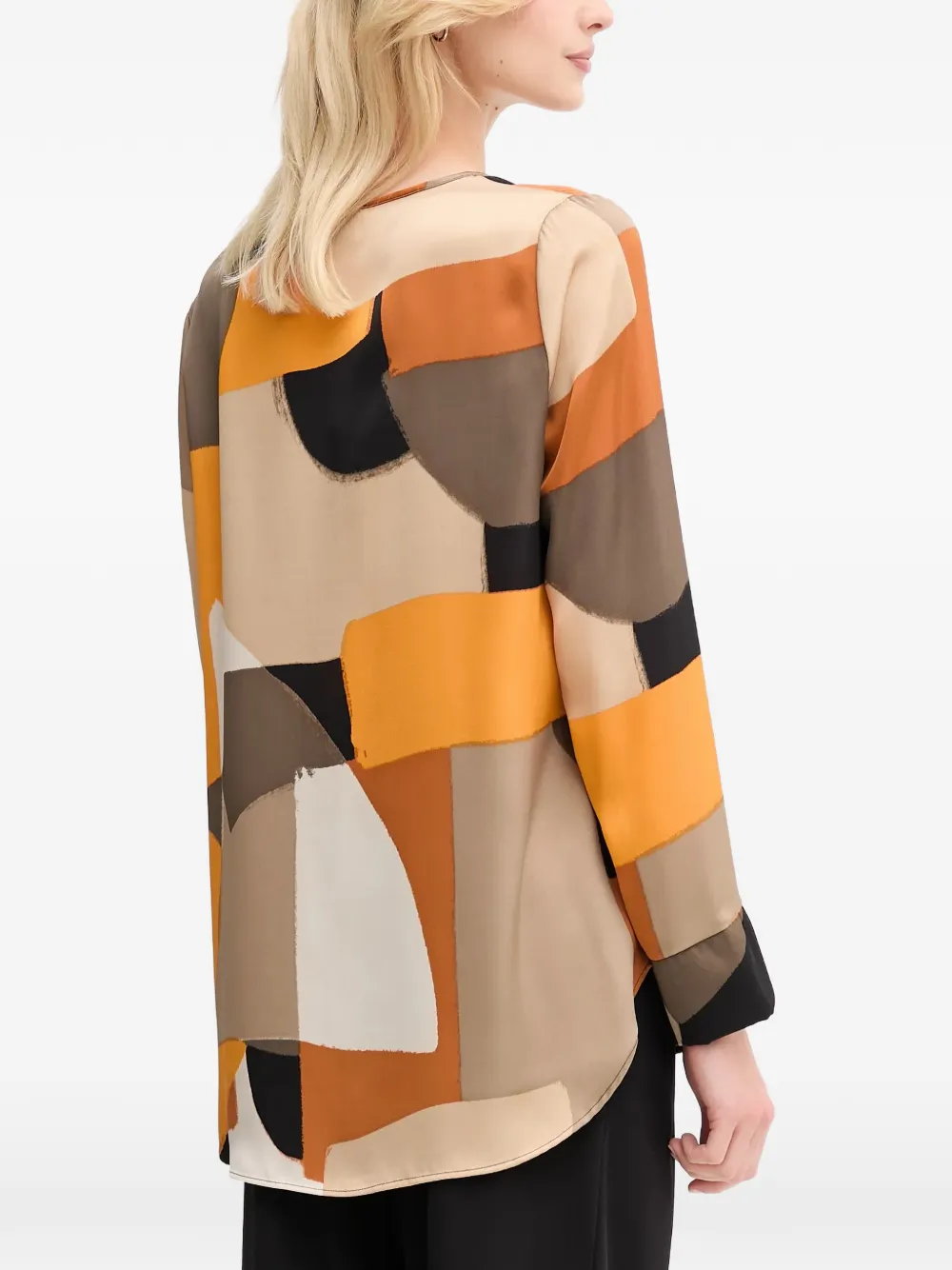  Joseph Ribkoff Geometric Tie-neck Blouse - Orange 