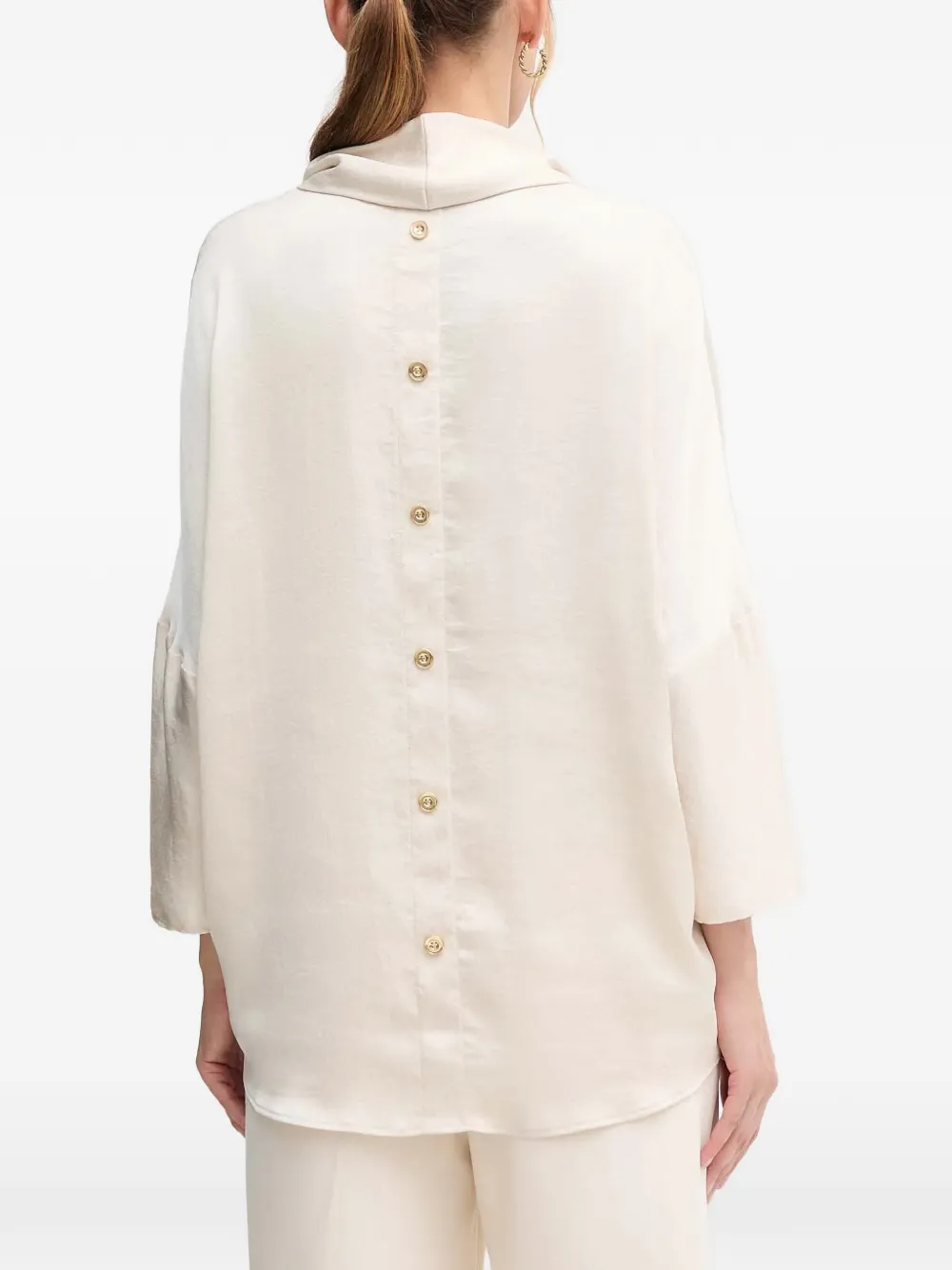  Joseph Ribkoff Cowl-neck Button Blouse - Neutrals 