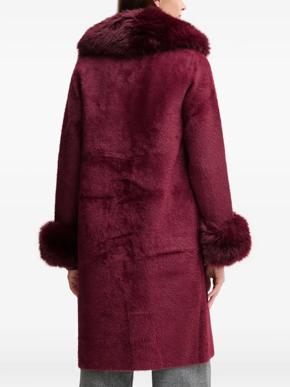 Joseph Ribkoff Jas met afwerking van imitatiebont Rood