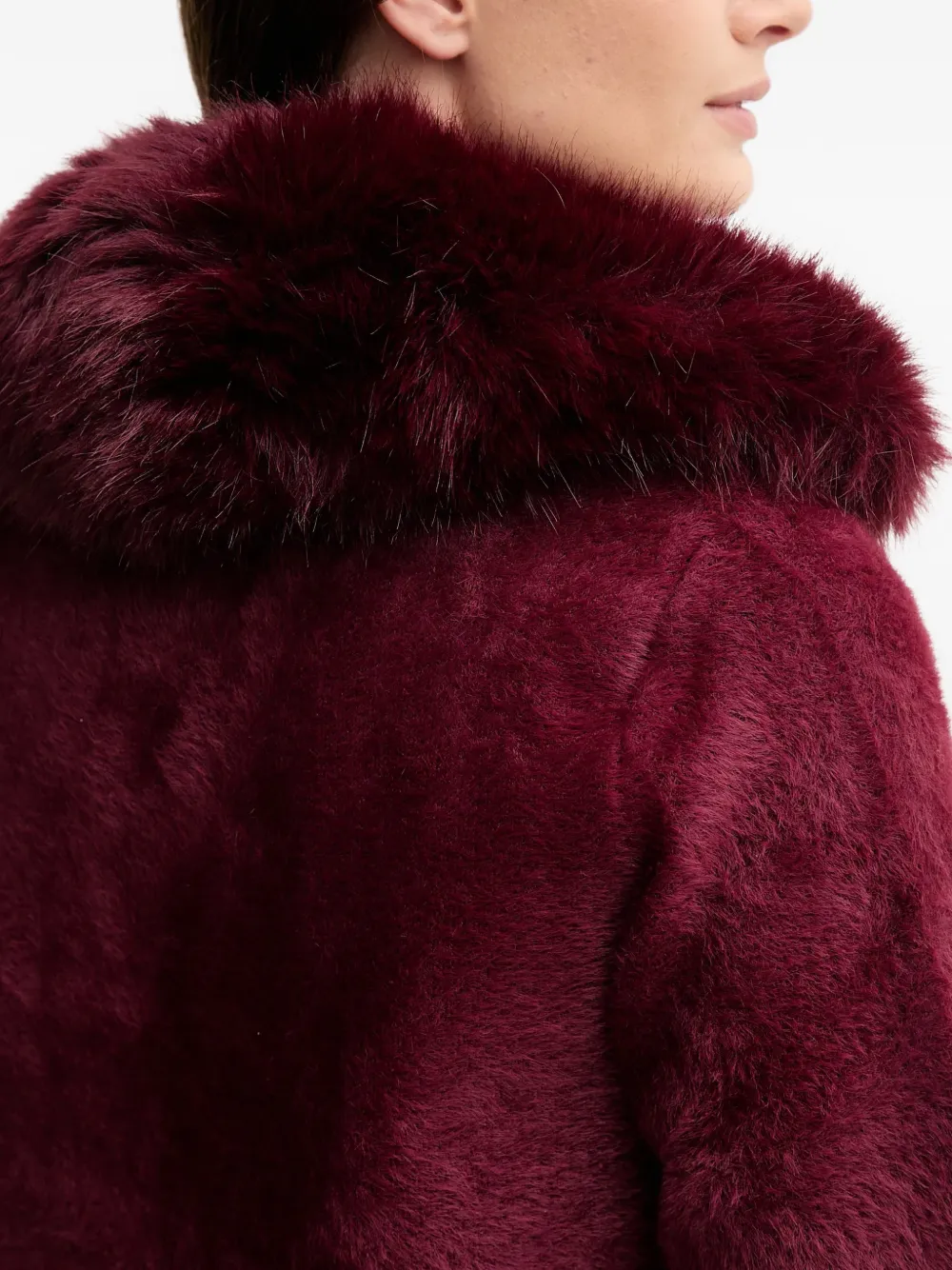 Joseph Ribkoff Jas met afwerking van imitatiebont Rood