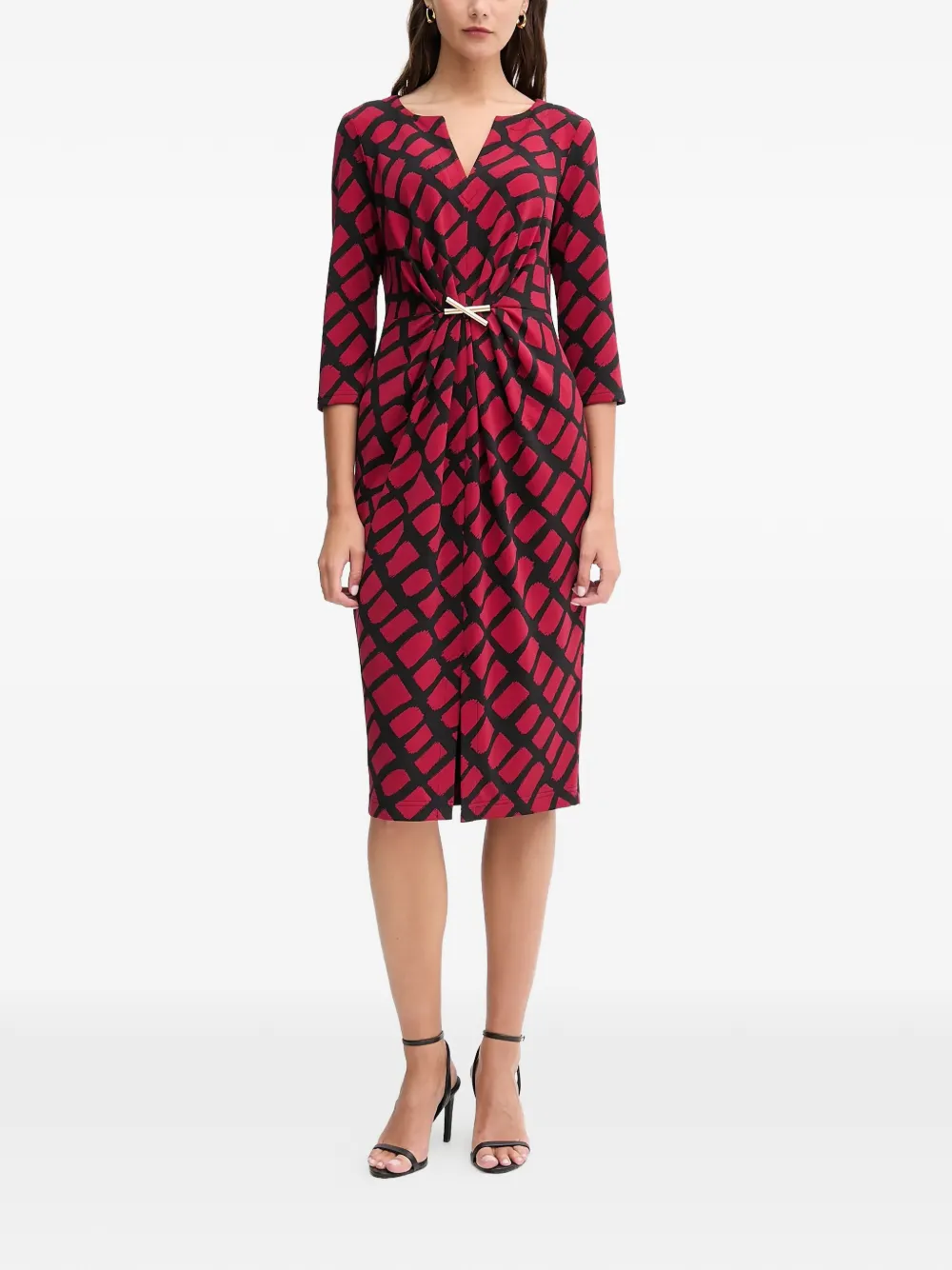 Joseph Ribkoff printed knotted midi dress | Red | Image 1