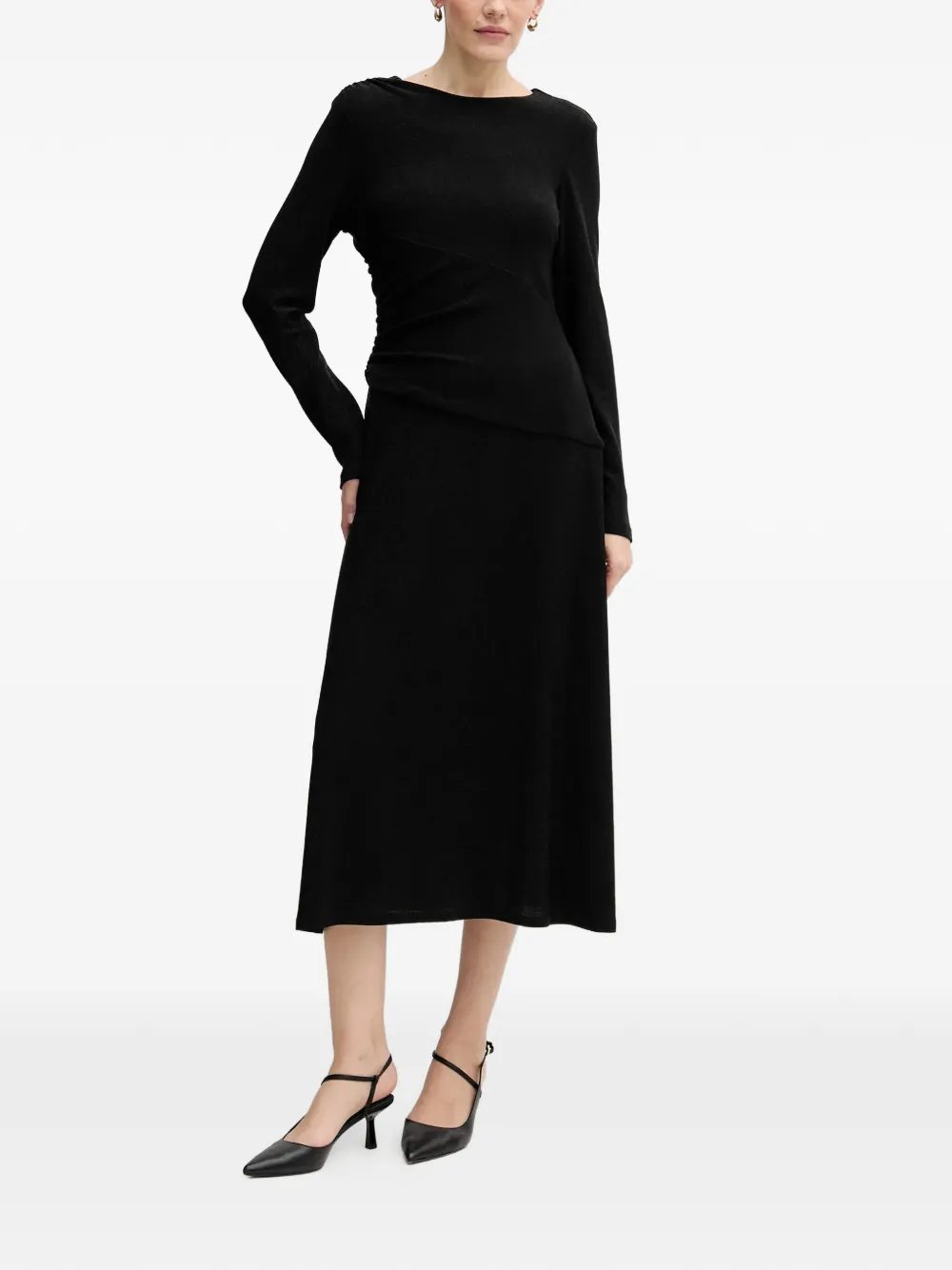 Joseph Ribkoff long-sleeve gathered midi dress - Zwart