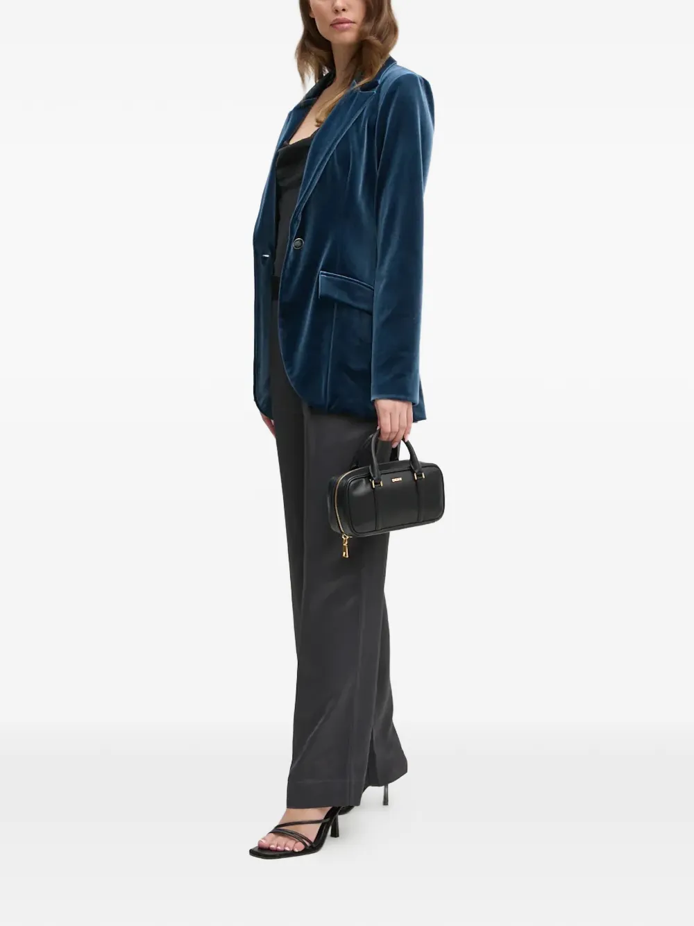  Joseph Ribkoff Velvet Single-breasted Blazer - Blue 