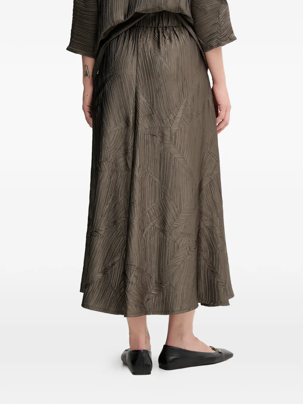  Joseph Ribkoff Pleated Patterned Skirt - Brown 