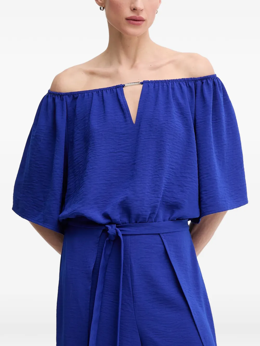 Joseph Ribkoff Off-shoulder jumpsuit met strik Blauw