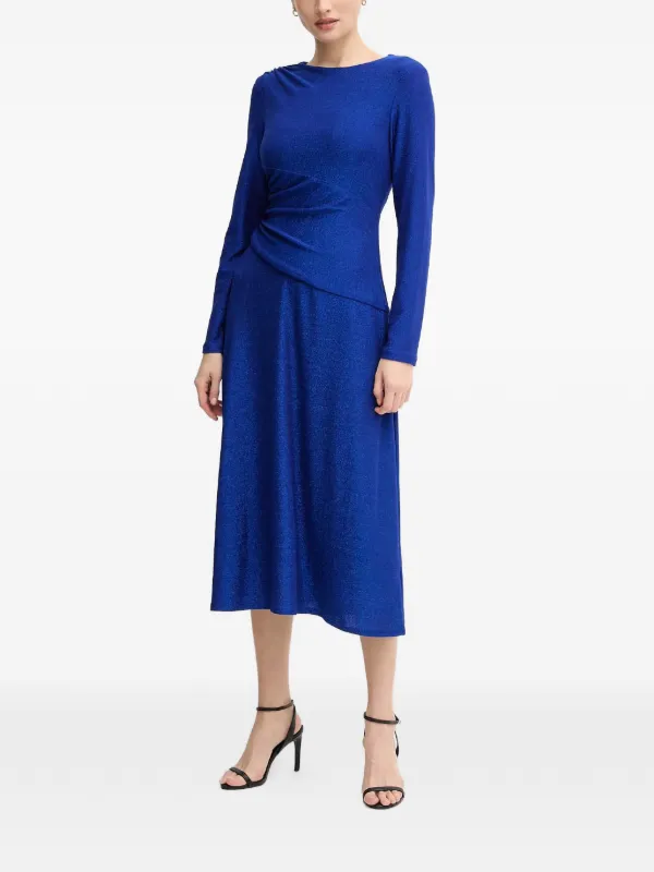 knee length dresses for ladies Lapointe Printed Mesh Draped Midi Dress