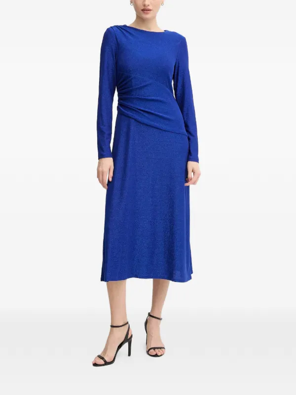 joseph ribkoff long evening dresses Inara Blue Ruffle Prom Dress