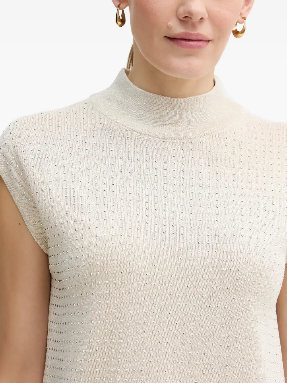 Embellished High-Neck Top