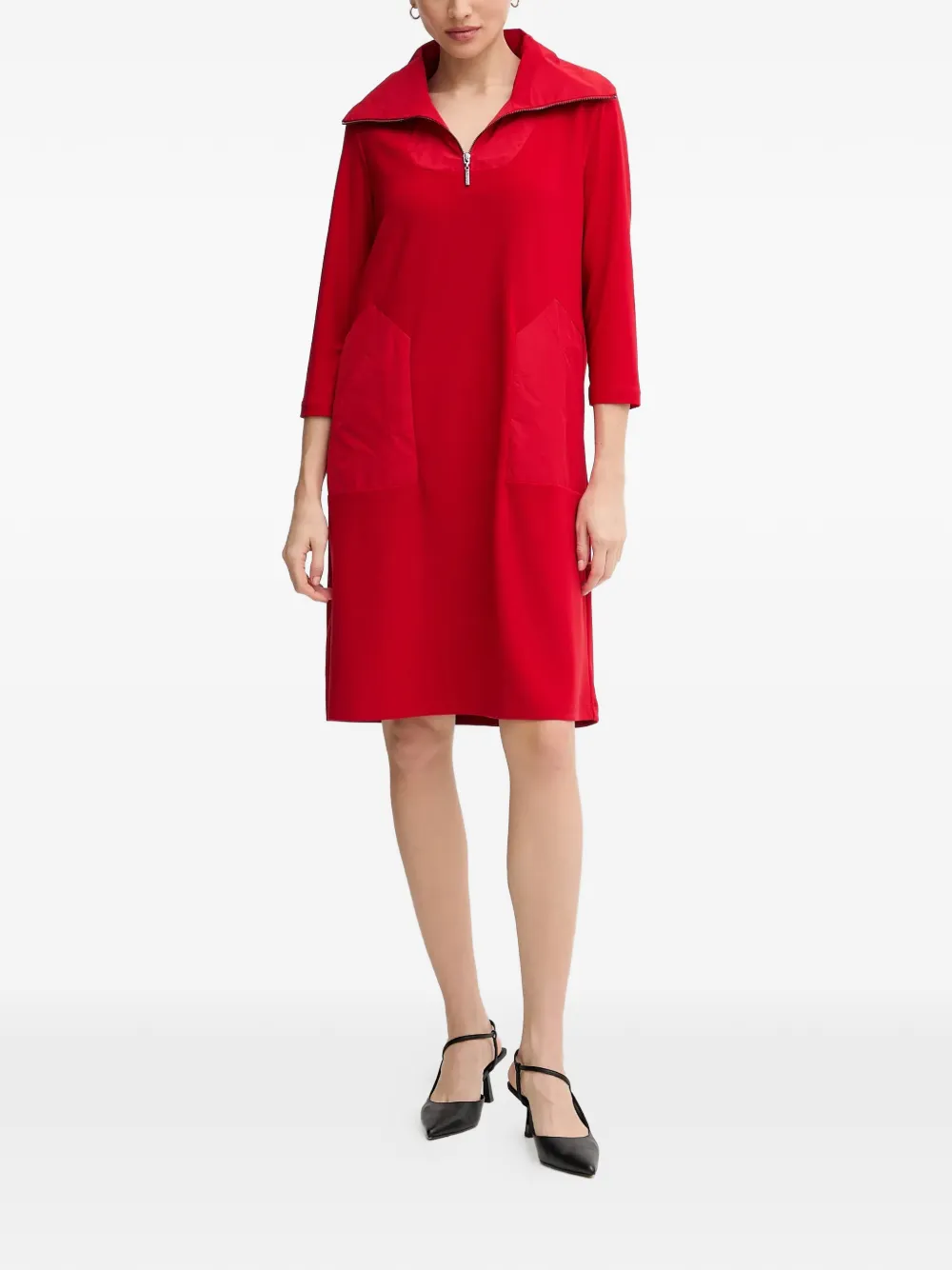 Joseph Ribkoff zip-collar pocket midi dress - Rood