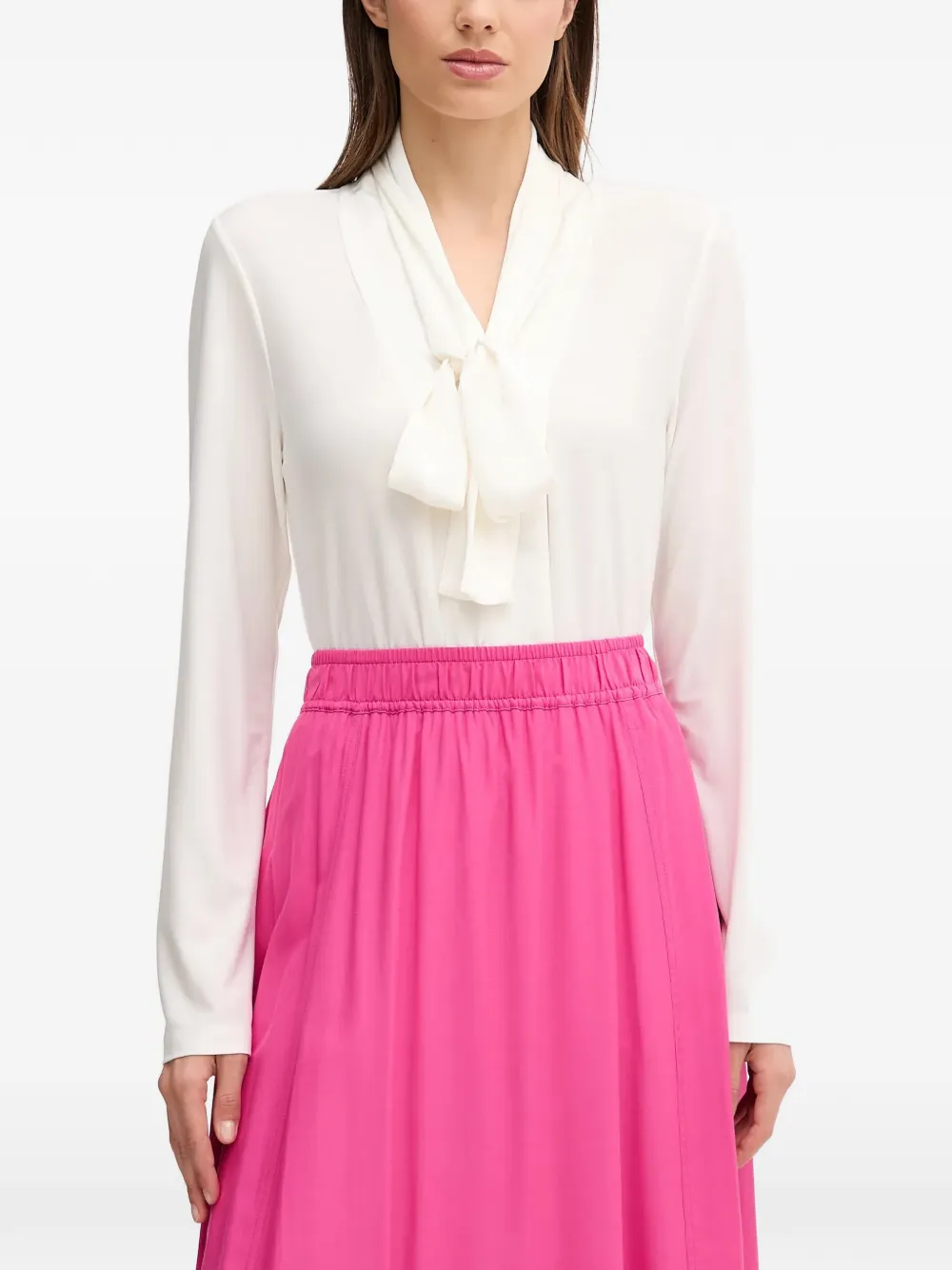 Joseph Ribkoff tie-neck long-sleeve blouse - Bianco