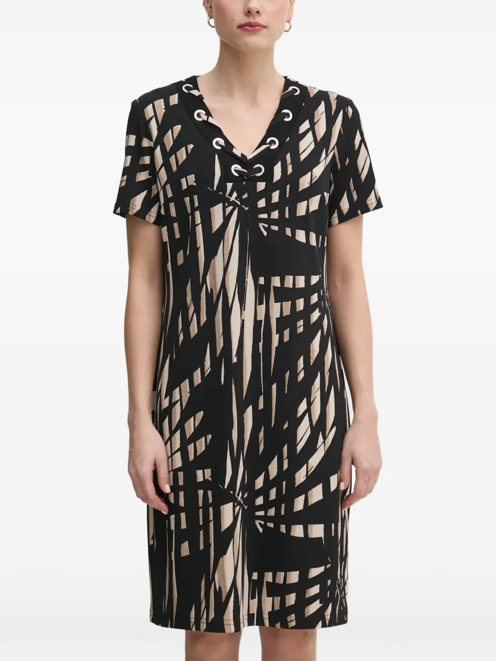 Joseph Ribkoff eyelet patterned V-neck dress - Schwarz