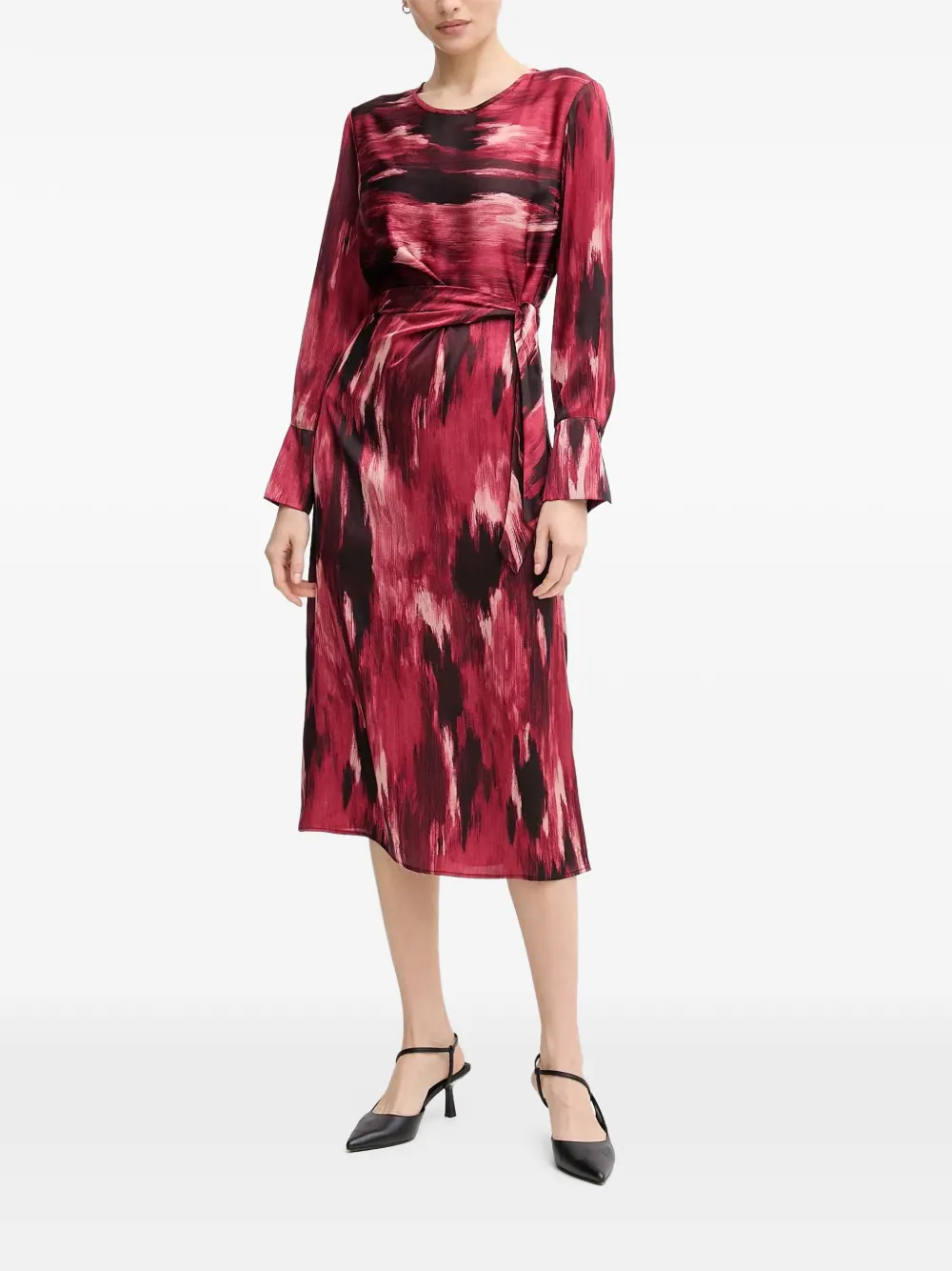 Joseph Ribkoff tie-waist printed dress - Rood