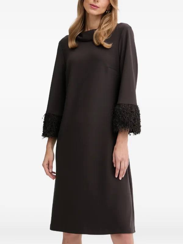 polka dot print midi dress Polka Dot Lace Midi Dress Brown / Small