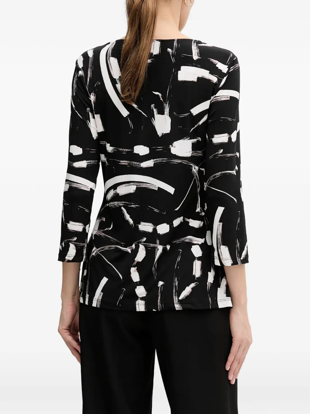  Joseph Ribkoff Graphic-print Knot Top - Black 