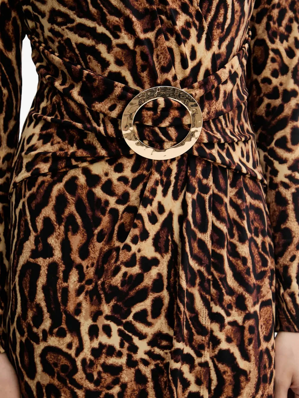 Joseph Ribkoff Midi-jurk met dierenprint en ceintuur Bruin