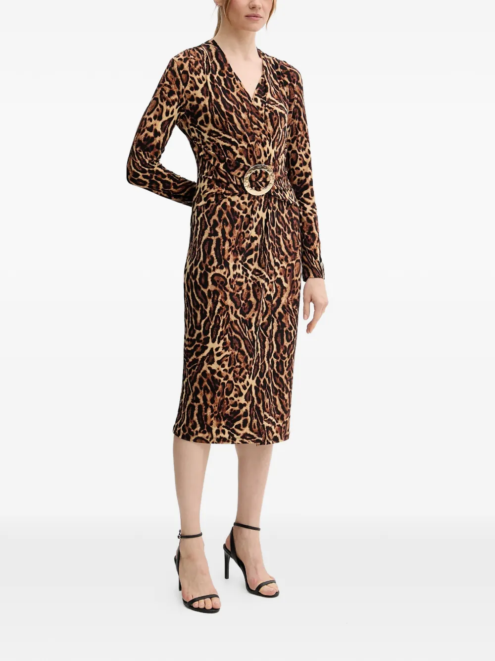 Joseph Ribkoff animal-print belted midi dress - Bruin