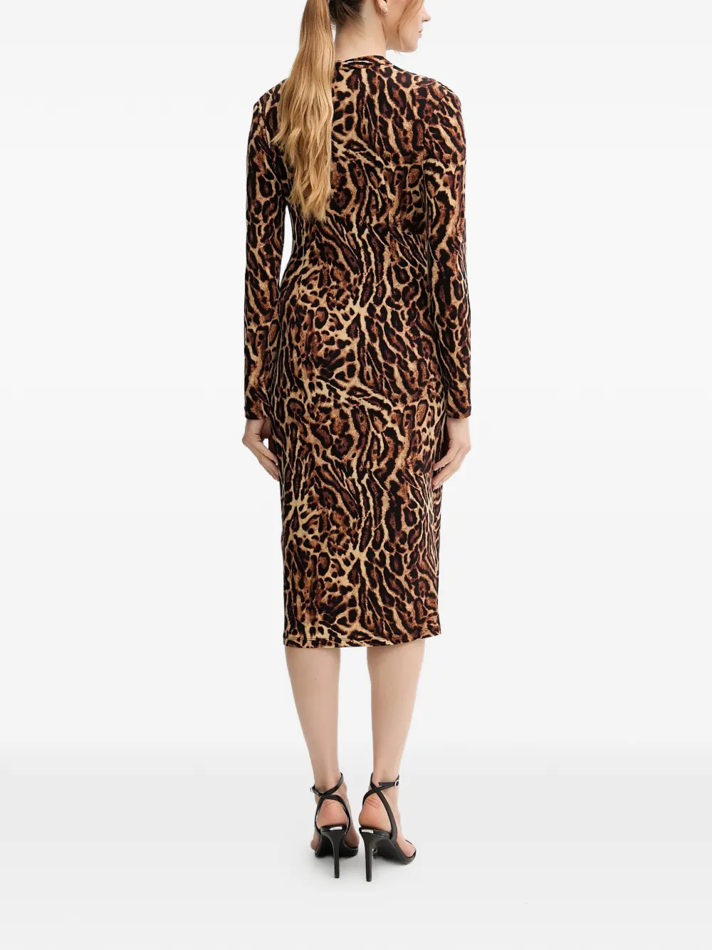 Joseph Ribkoff Midi-jurk met dierenprint en ceintuur Bruin