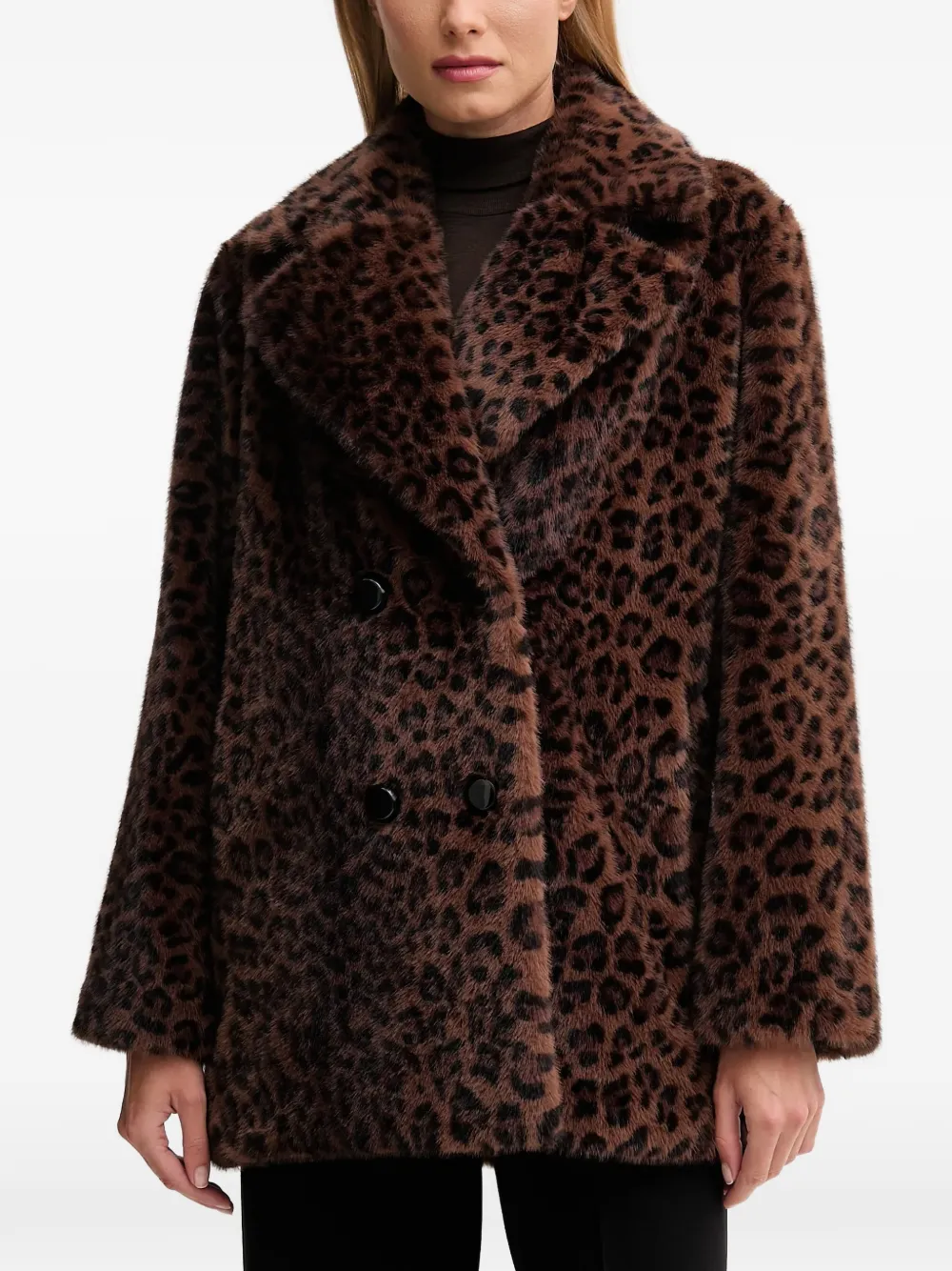 Joseph Ribkoff leopard-print double-breasted coat | Brown | Image 1