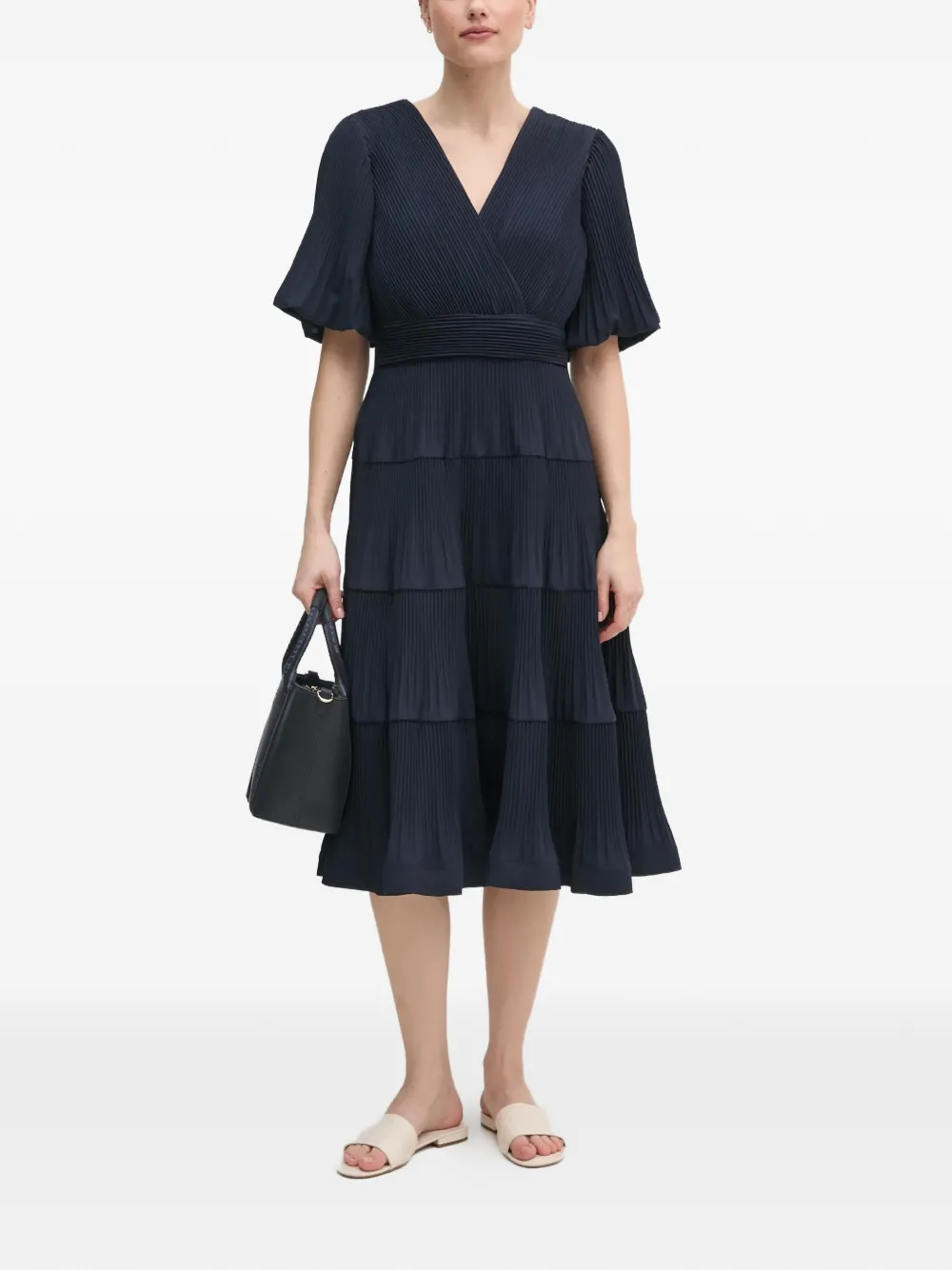 Joseph Ribkoff tiered pleated midi dress - Blauw