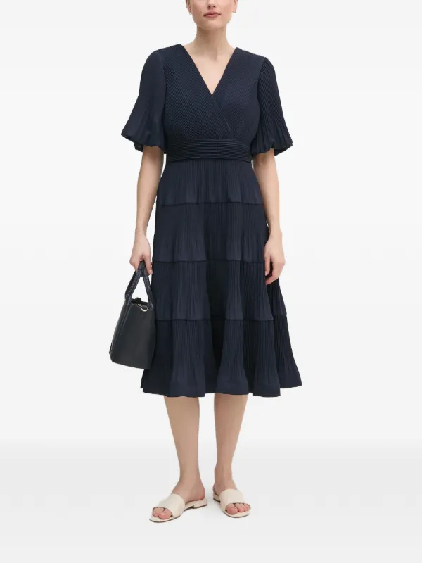 Joseph Ribkoff Tiered Pleated Midi Dress | Blue | FARFETCH