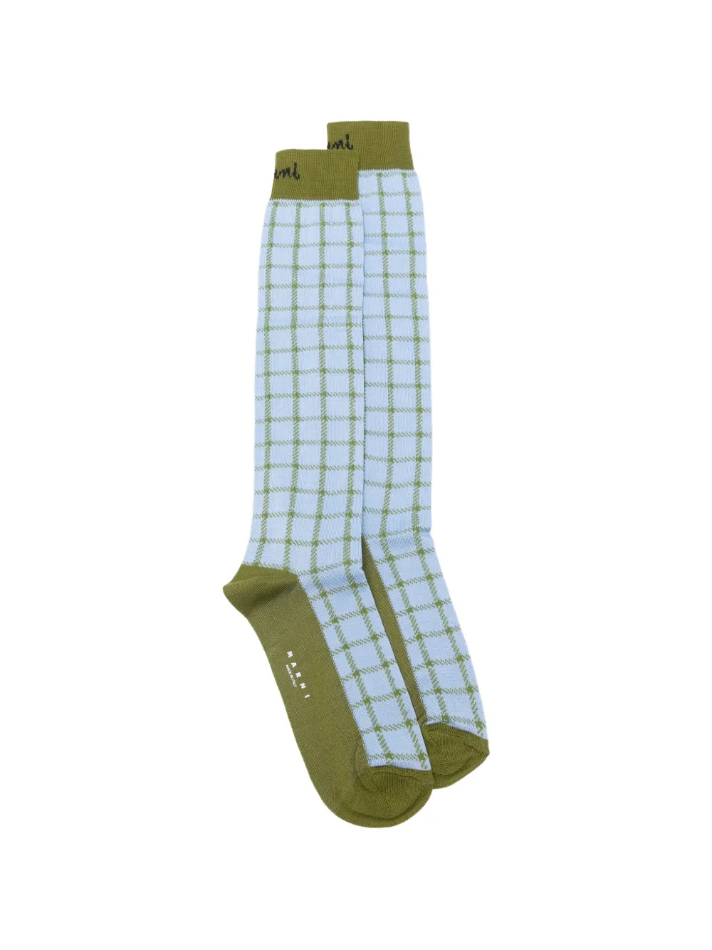 Marni check logo-detail socks - Blu