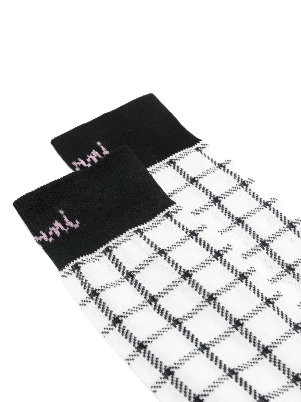  Marni Plaid Logo Socks - White 
