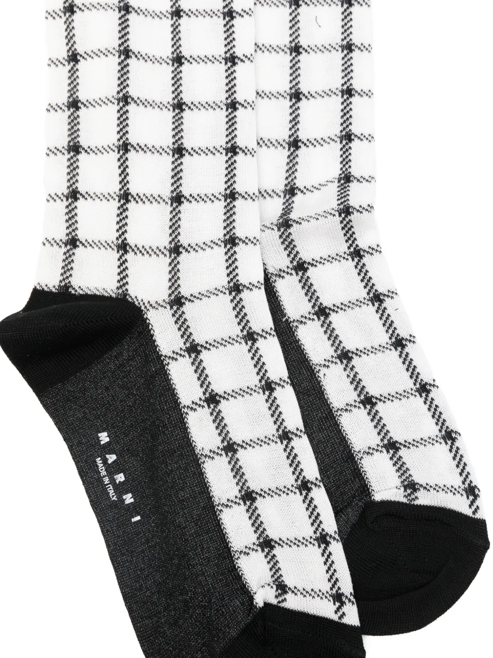  Marni Plaid Logo Socks - White 