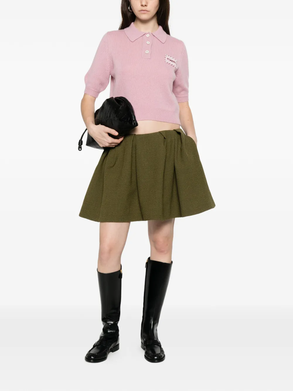 Marni logo-patch polo top - Roze