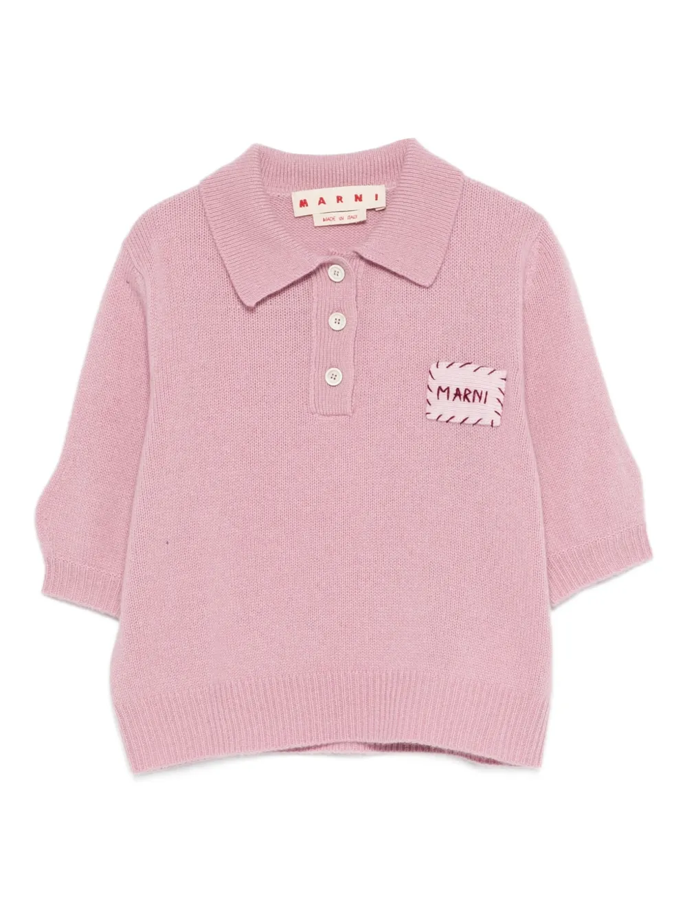 Marni logo-patch polo top - Rosa
