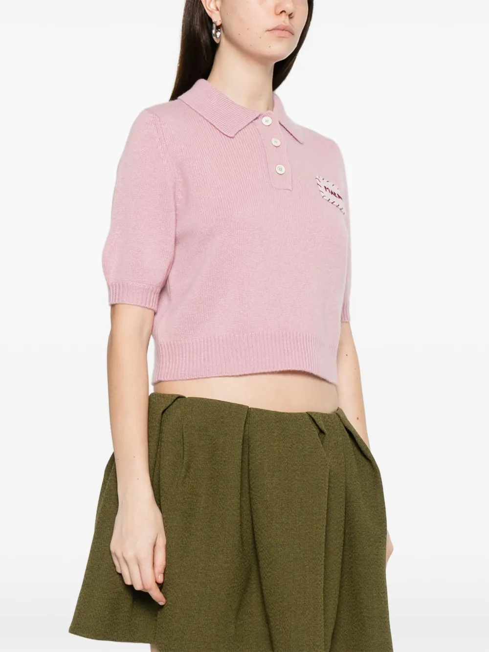  Marni Logo-patch Polo Top - Pink 