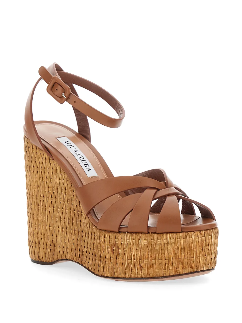 Aquazzura Copacabana woven wedge-heel sandals Bruin