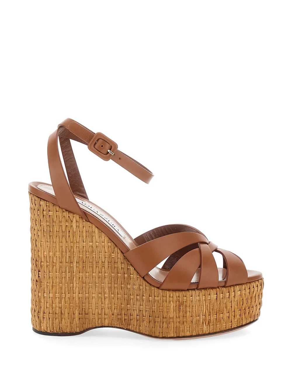 Aquazzura Copacabana woven wedge-heel sandals - Marrone
