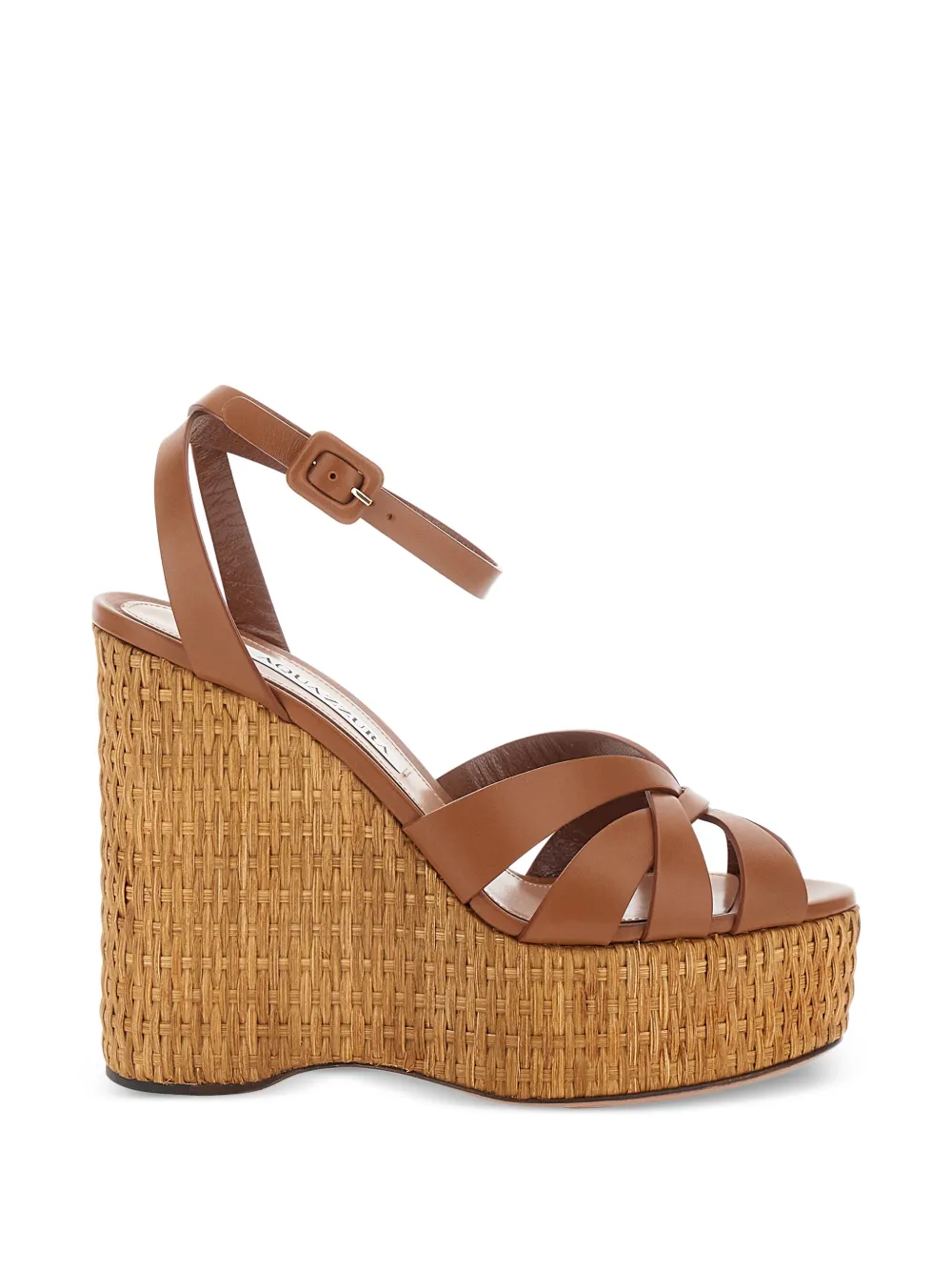Aquazzura Copacabana woven wedge-heel sandals Bruin