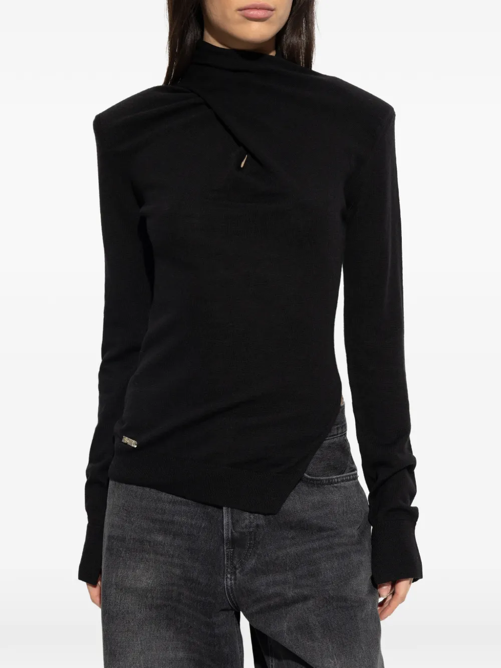 Twist-Design Turtleneck Top