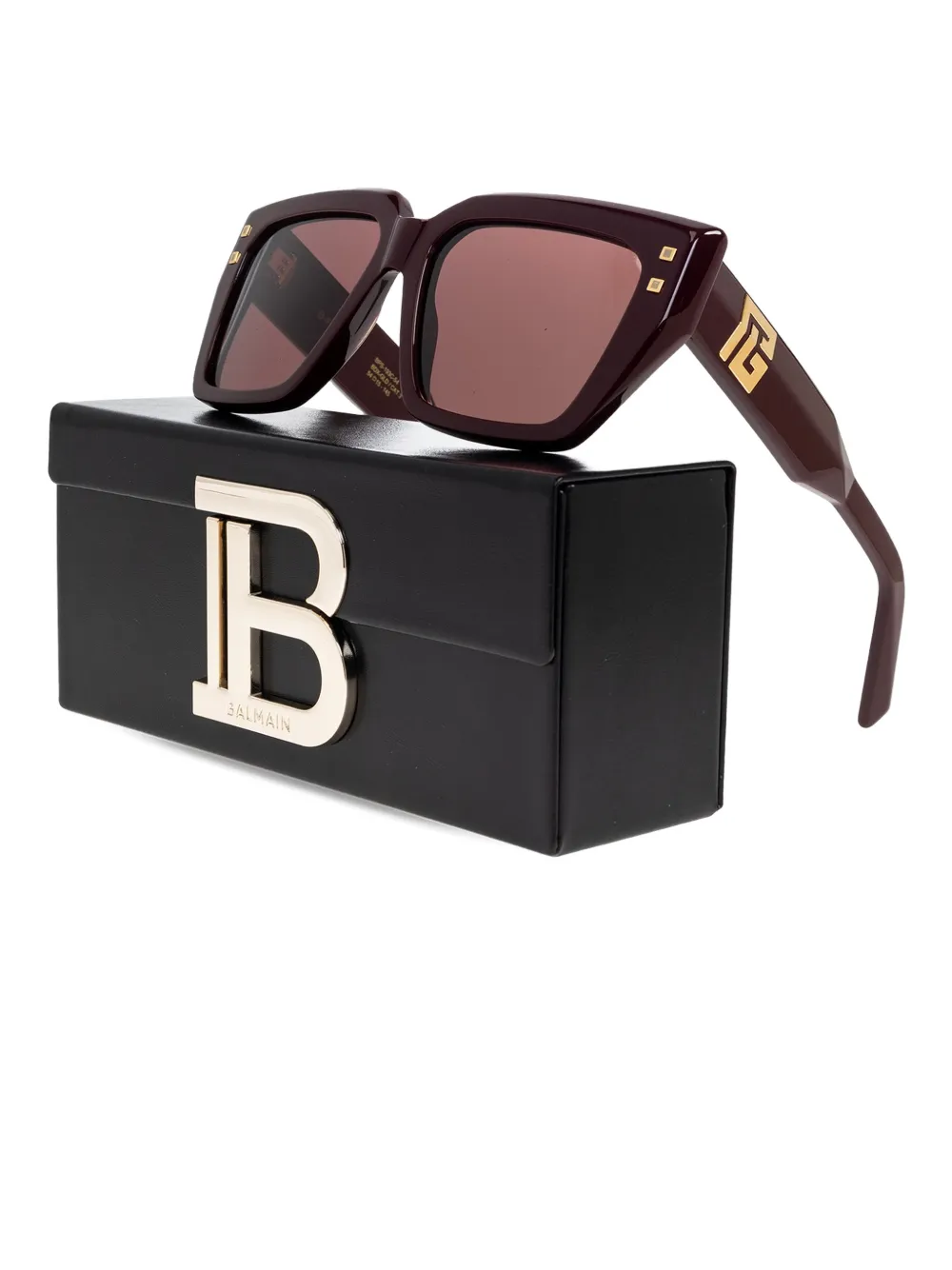 Balmain Eyewear Zonnebril met vierkant montuur Bruin