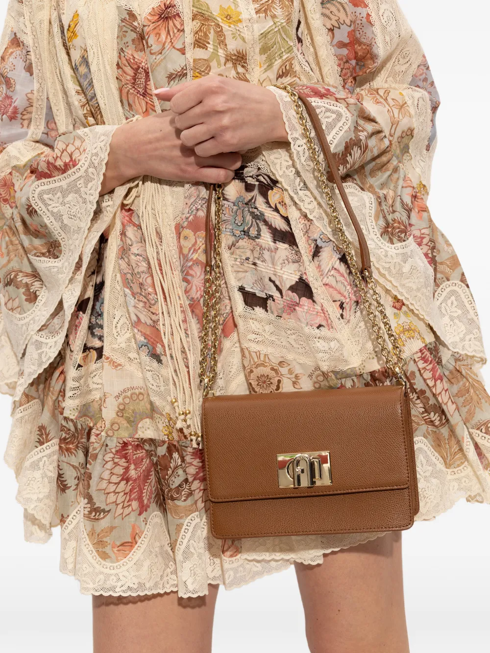 Furla chain padlock tote bag - Bruin