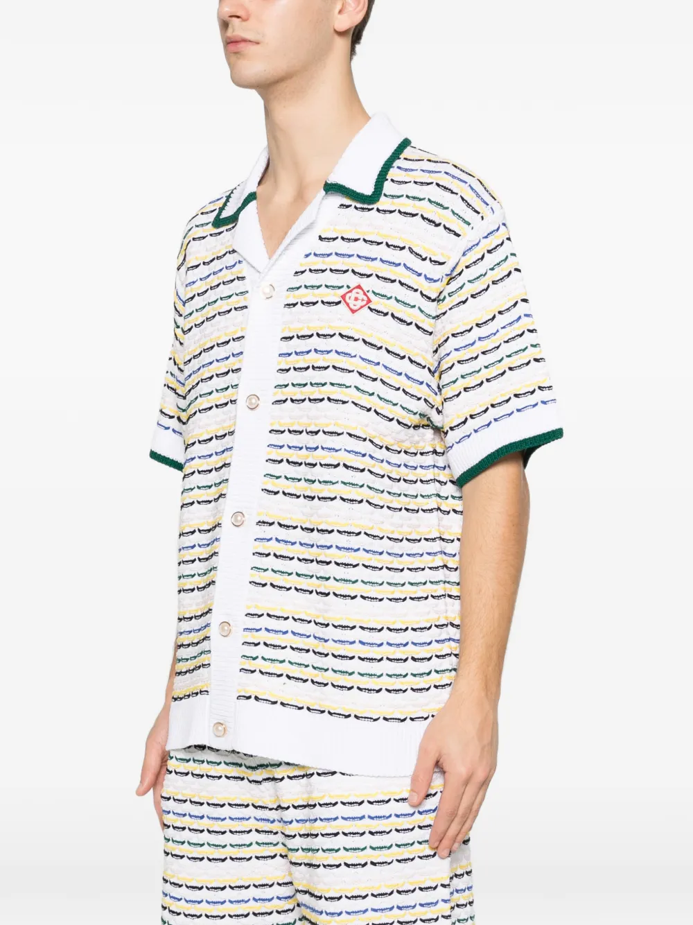  Casablanca Striped-pattern Collared Shirt - White 