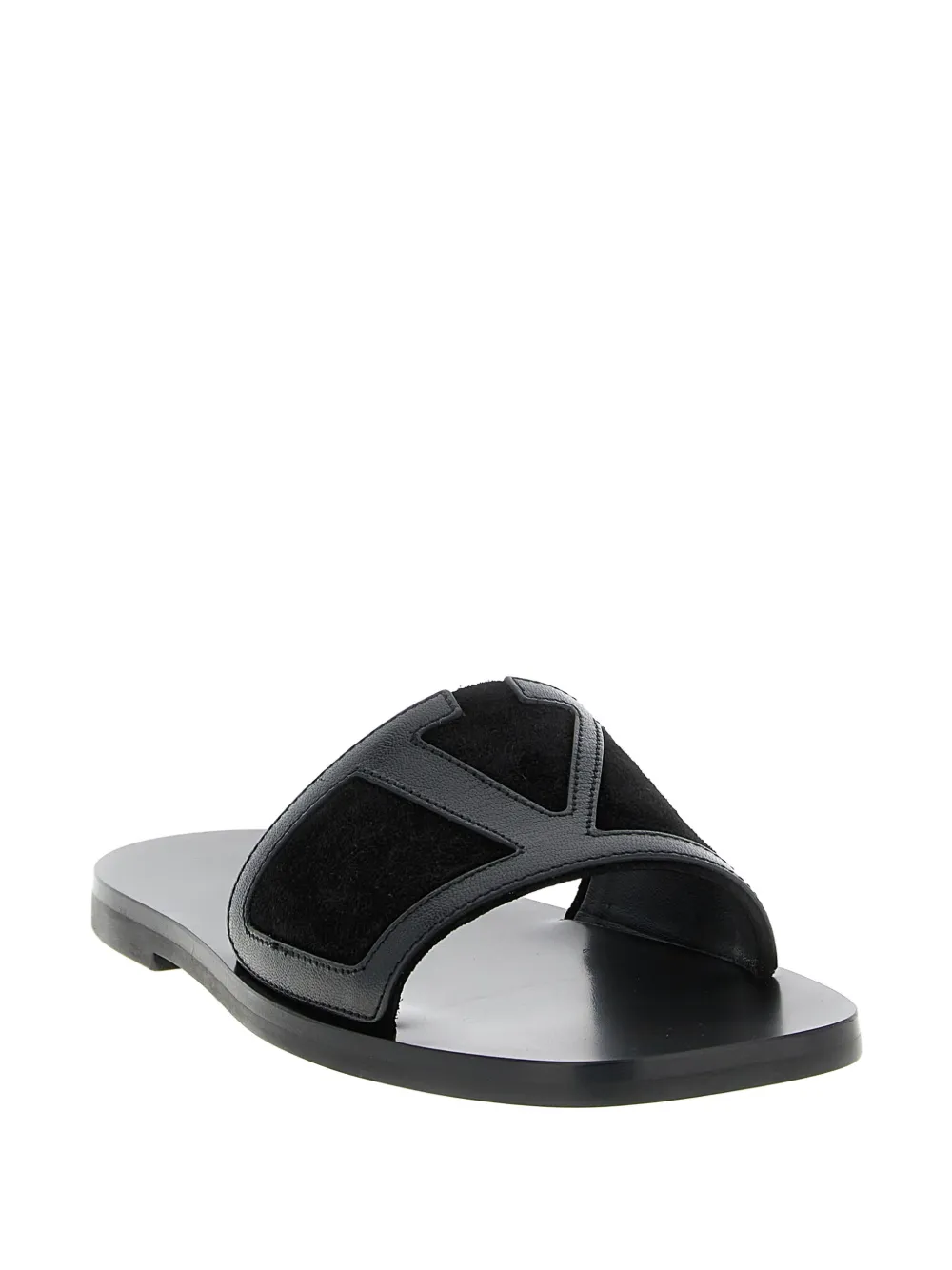 Valentino Garavani Viva Superstar leren slippers Zwart