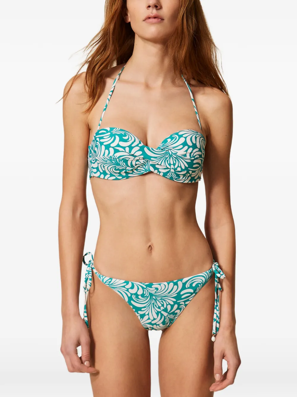 TWINSET Bikinislip met botanische print Groen