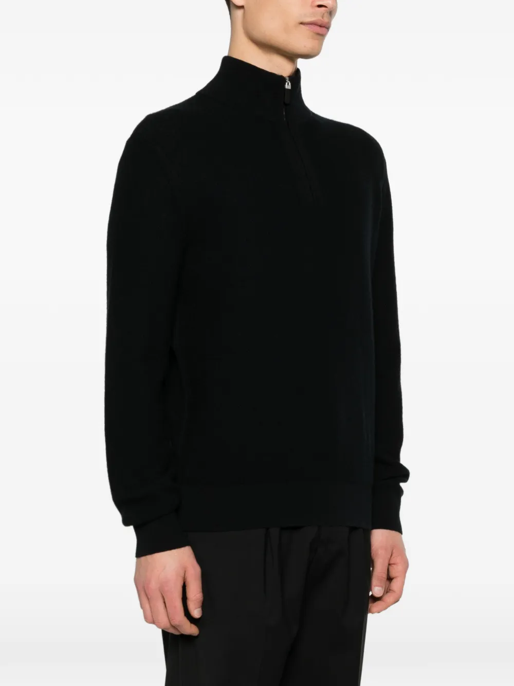 Zegna Trui met ritshals Zwart