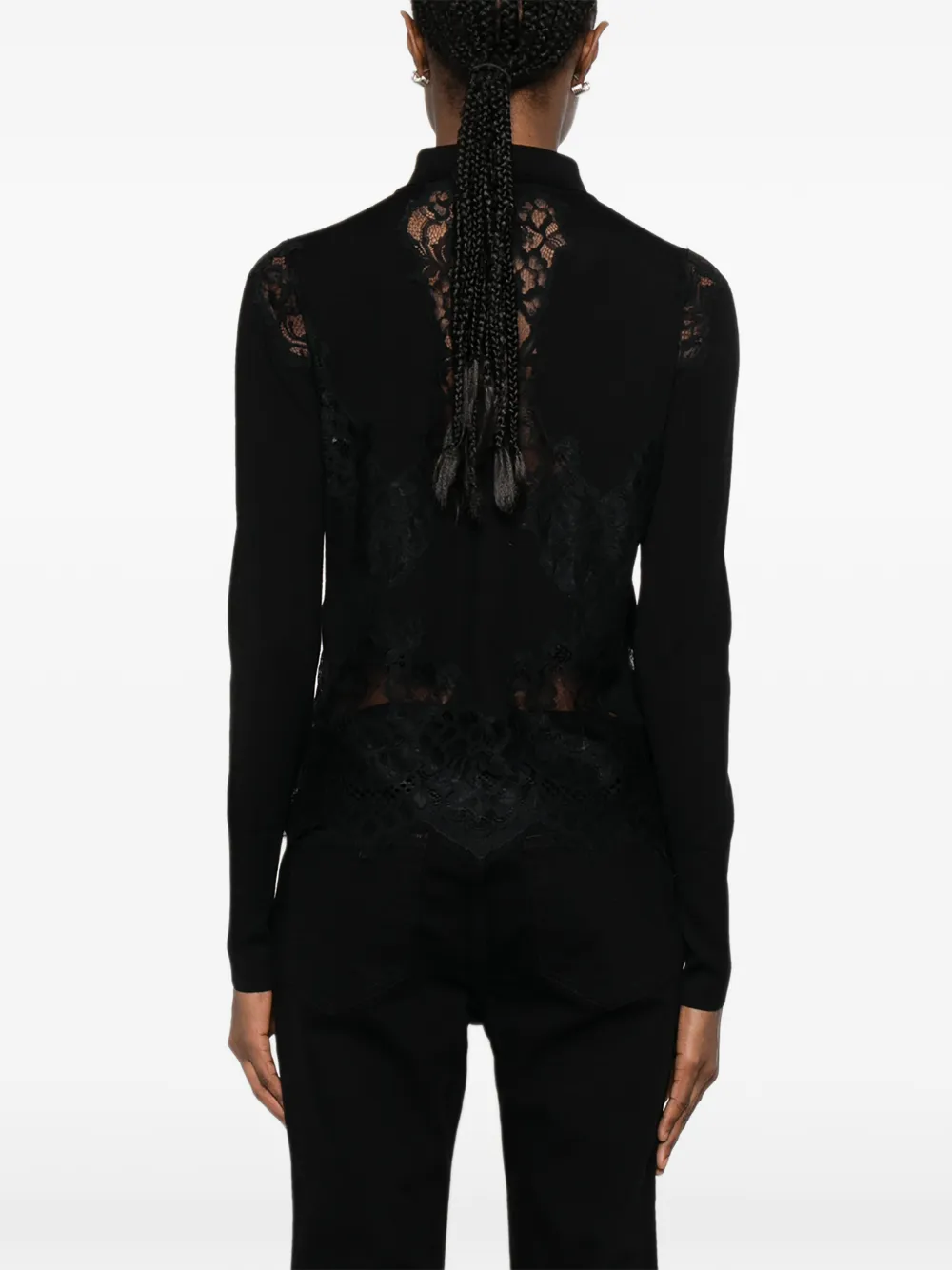 Ermanno Scervino Button-up vest met kanten vlakken Zwart