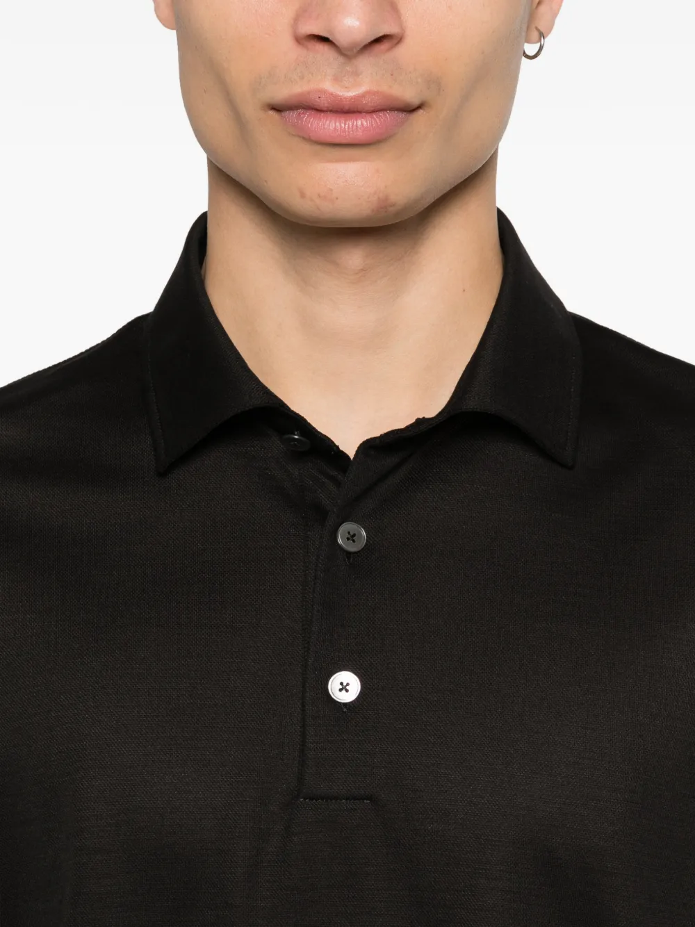 Buttoned Wool Polo Shirt